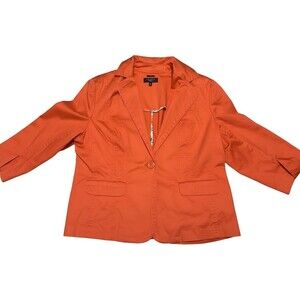 Talbots Stretch Blazer Jacket Sz 18W Orange Blazer Tailored Casual Business